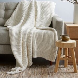 Quince Cotton Knitted Fisherman Throw Blanket